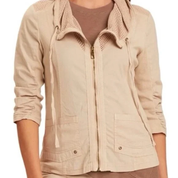 NWT XCVI Women's Medium Utility Lightweight Sand Ivory Mesh Jacket - Picture 8 of 8